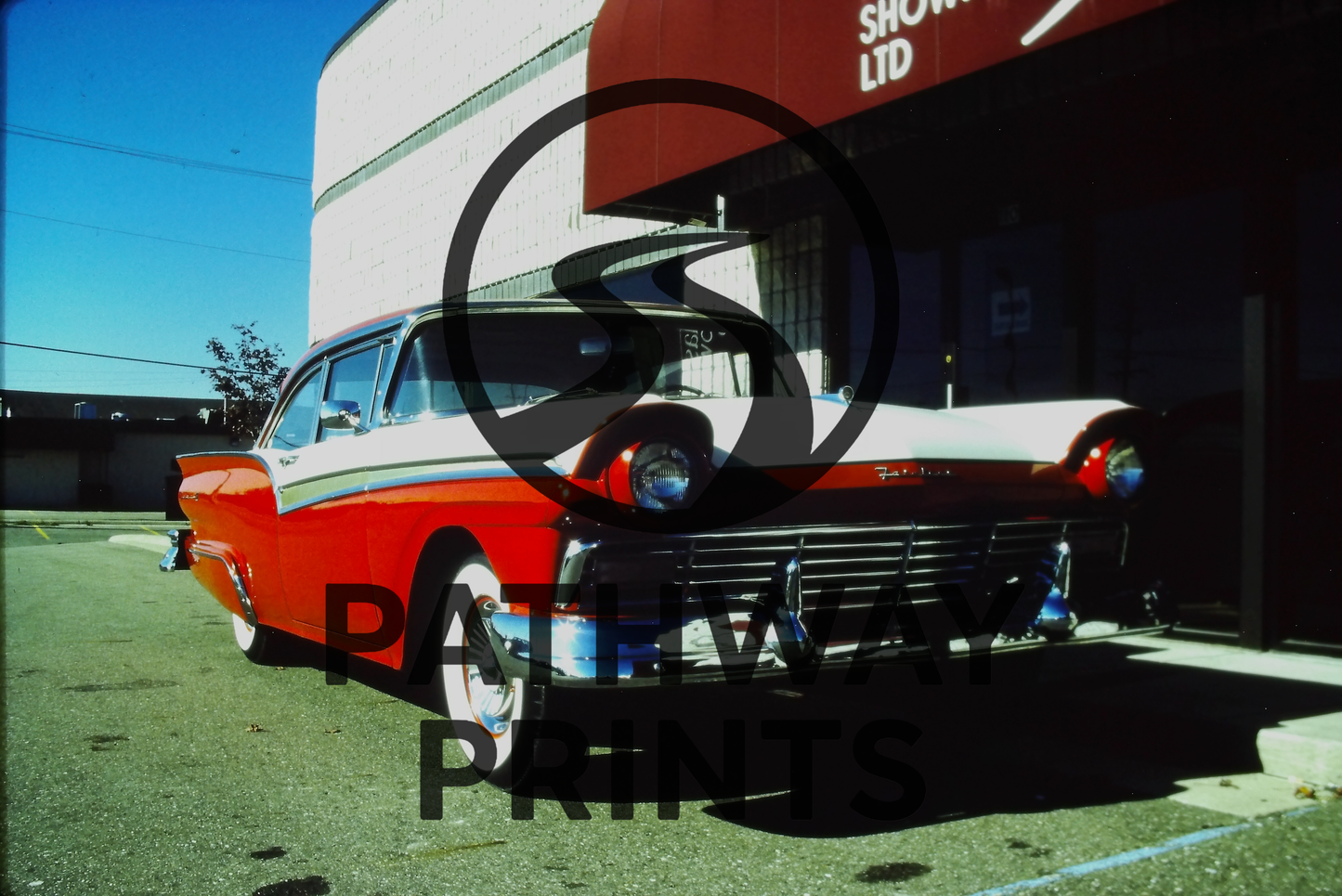 Vintage Red & White Classic Car — Retro Americana Print [Digital File Print]